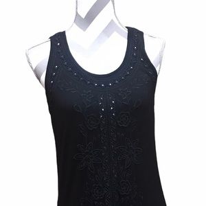 Nygard Black Sleeveless Pullover Beaded Tunic